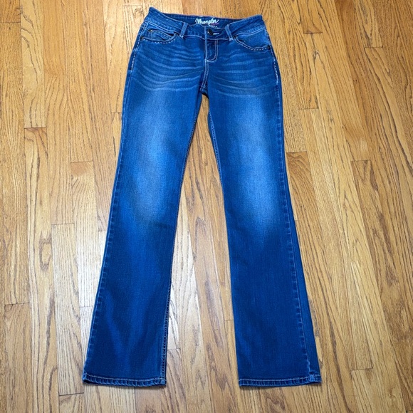 Wrangler Cowgirl Boot Cut Whiskered Stretch Blue Jeans Women’s 1/34 (W/26 L/34) - Picture 3 of 15